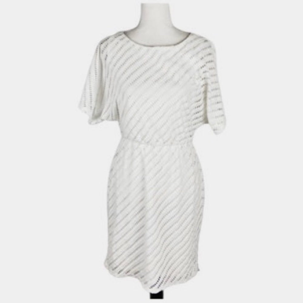 MAGGY LONDON White Diagonal Cut Out Dress 6